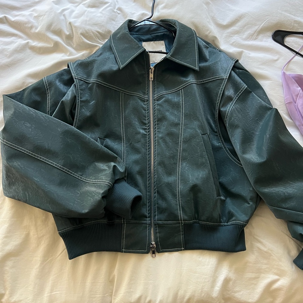 The Room Dark Green Leather Jacket